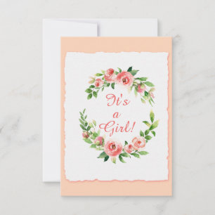 Baby shower C'est une fille rose Invitation carte