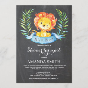 Baby shower Chalkboard Boy Lion par invitation pos