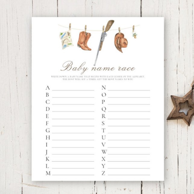 Baby shower chasseur - Jeu de course de noms de bé (Créateur téléchargé)