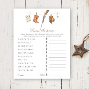 Baby shower chasseur - Jeu de devinette de prix