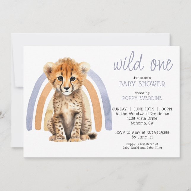 Baby shower Cheetah Baby Cute Invitation (Devant)