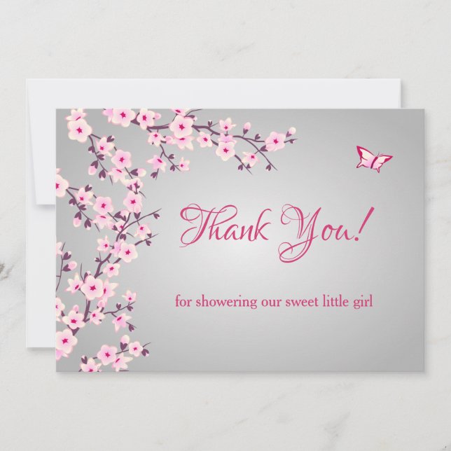 Baby shower Cherry Blossom | Carte de remerciement (Devant)