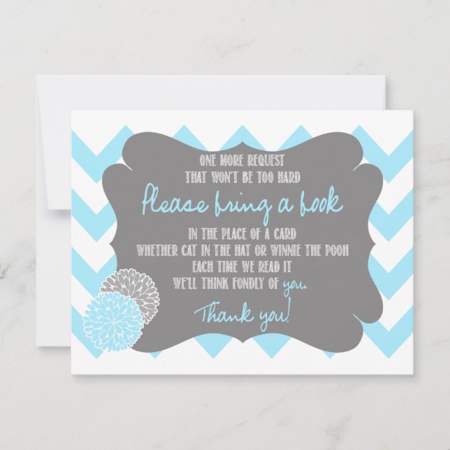 Baby shower Chevron Bleu Bébé Demander une carte d (Devant)