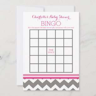 Baby shower Chevron gris rose Bingo