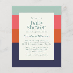 Baby Shower Chic Bandes Bleues et Rouges sur Budge