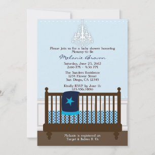 Baby shower Chic Boy Blue Nursery Decor Invitation