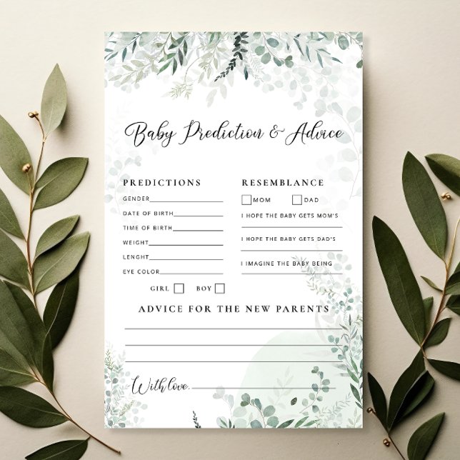 Baby shower Chic Eucalyptus Prédictions et conseil (Créateur téléchargé)