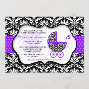 Baby shower Chic Polka Dot Damask Invitation