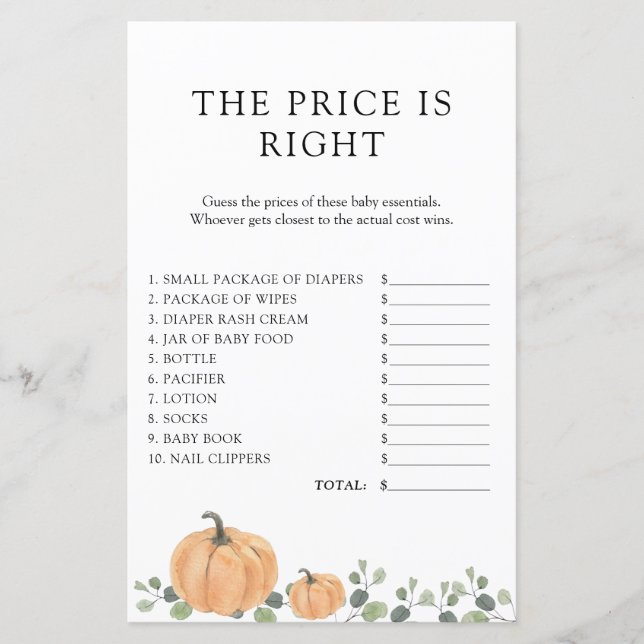 Baby shower Citrouille aquarelle (Devant)