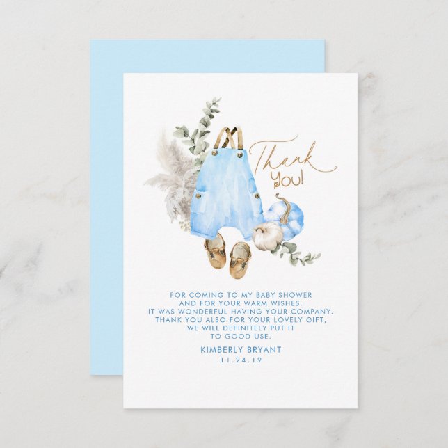 Baby shower Citrouille bleu Petit Merci (Devant / Derrière)