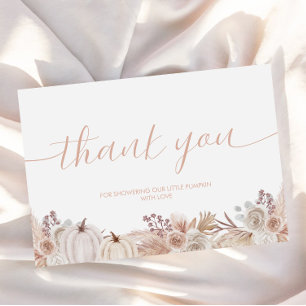 Baby shower Citrouille Boho Carte de remerciements