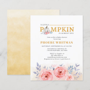 Baby shower Citrouille Budget Aquarelle Roses rose