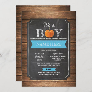 Baby shower Citrouille C'est un Invitation bleu Bo