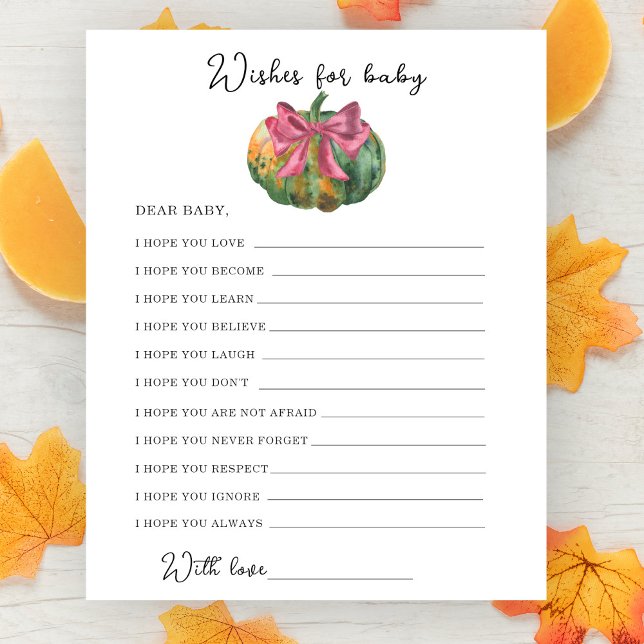 Baby shower citrouille d'aquarelle - souhaits pour (Créateur téléchargé)