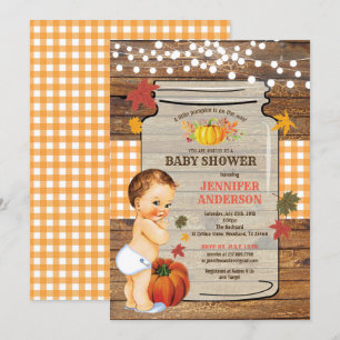 baby shower citrouille invitation bois rustique
