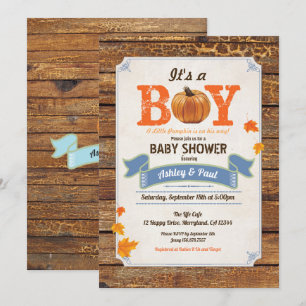 baby shower citrouille invitation rustique bois ré