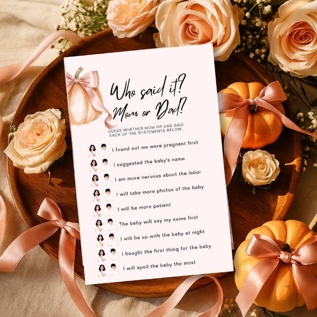 Baby shower citrouille Jeu Qui L'A Dit? Maman ou p (Créateur téléchargé)
