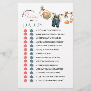Baby shower Citrouille moderne maman ou papa jeu