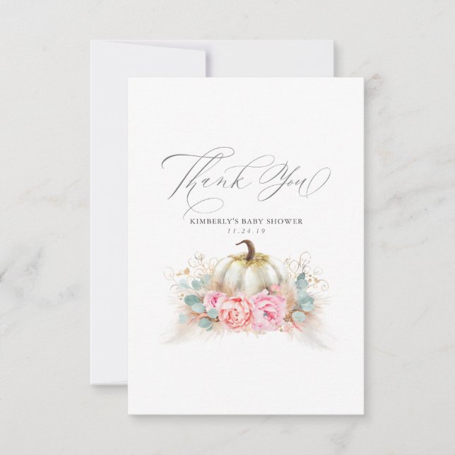 Baby shower Citrouille Pampas  Merci (Devant)