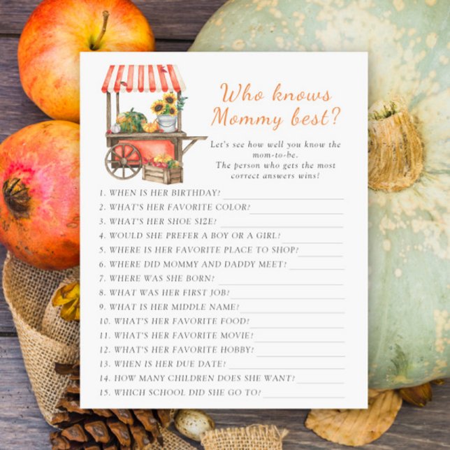 baby shower citrouille Qui connaît maman meilleur  (Créateur téléchargé)