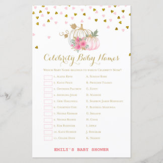 baby shower Citrouille rose et or