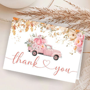 Baby shower Citrouille rose  plié Merci