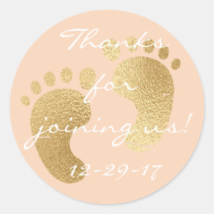 Baby shower "Classic Gld/Pk" Stickers 1 1/2" ou 3"