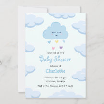 Baby shower Cloud bleu clair simple Invitation