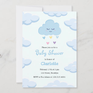 Baby shower Cloud bleu clair simple Invitation
