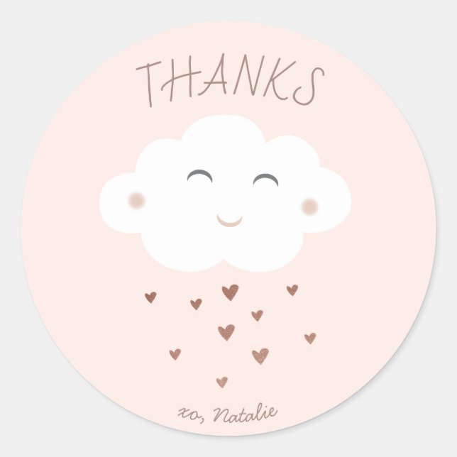 Baby shower Cloud mignon merci sticker (Devant)