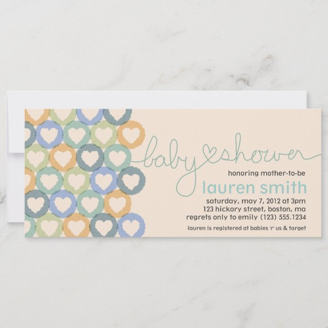 Baby shower Coeur Invitation Garçon (Devant)