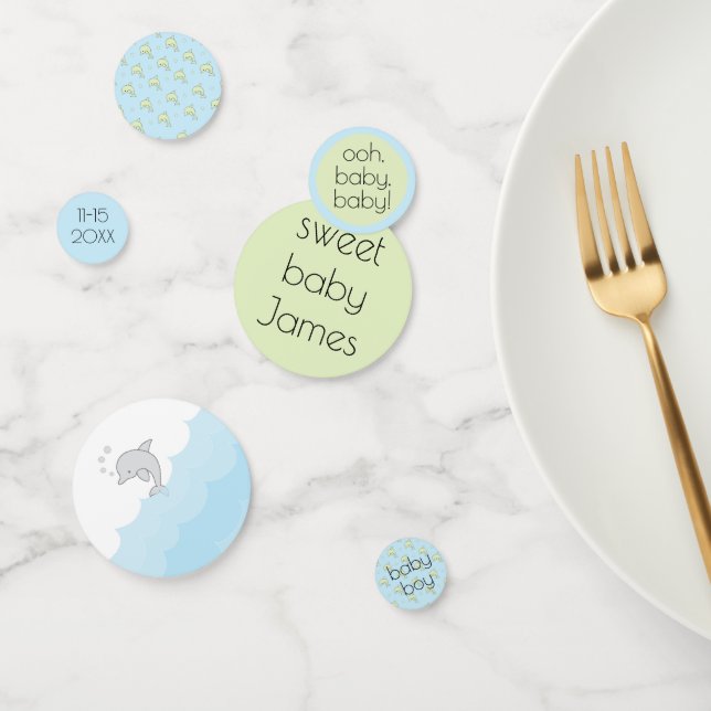 Baby shower Confetti Dolphins Bleu et Vert (Groupe)