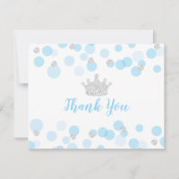 Baby shower Confetti en argent Prince Blue Merci