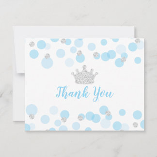 Baby shower Confetti en argent Prince Blue Merci