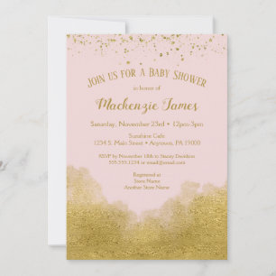 Baby shower Confetti en or rose Invitation Filles