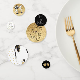 Baby shower Confetti Gold Maman N Baby Penguins