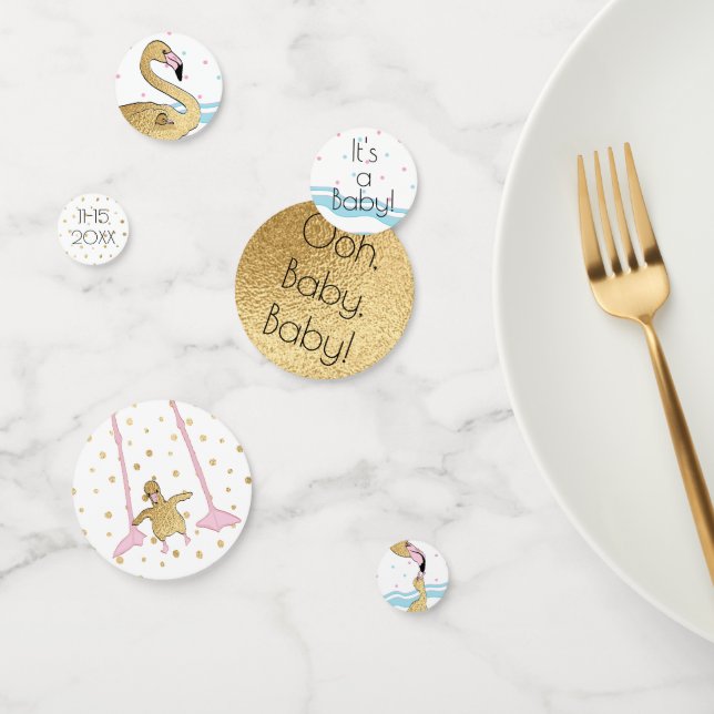 Baby shower Confetti Gold maman N Flamant rose béb (Groupe)