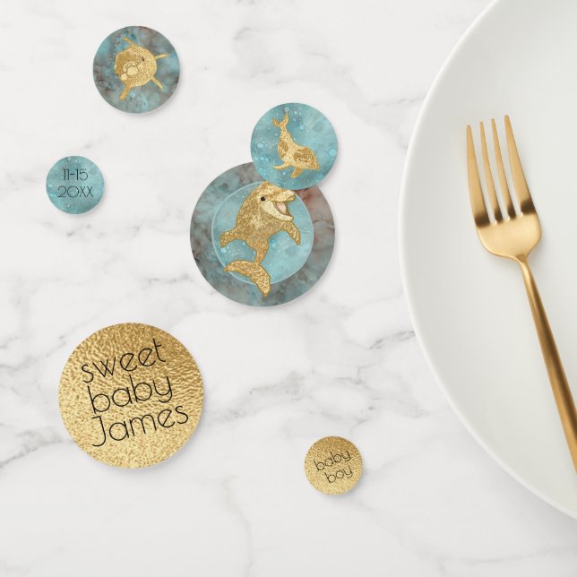 Baby shower Confetti Gold Mommy N Baby Dolphins (Groupe)