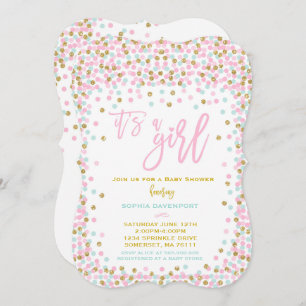 Baby shower Confetti Invitation Monnaie Rose Et Or
