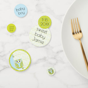 Baby shower Confetti Owl bleu et vert