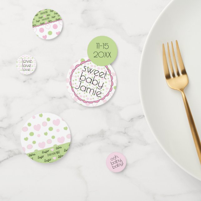 Baby shower Confetti Sucre et épices rose N vert (Groupe)