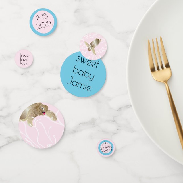 Baby shower Confetti Tortue rose et turquoise (Groupe)