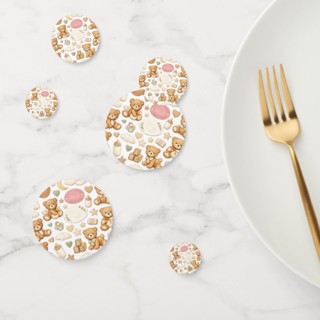 Baby Shower Confettis sur Table | Ours en Peluche  (Groupe)