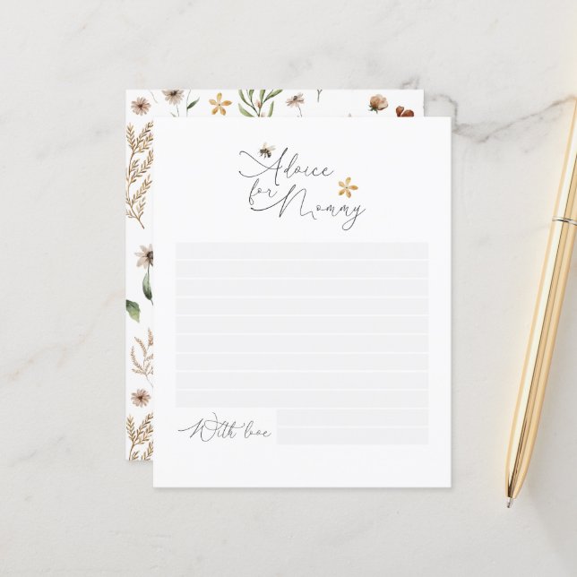 Baby shower conseil pour maman moderne bee fleur s (Devant/Arrière en situation)