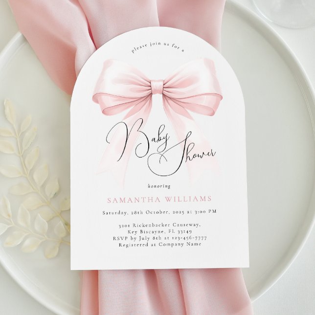 Baby shower Coquette Pink Bow Arch Invitation (Créateur téléchargé)