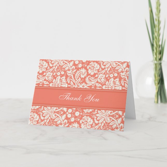 Baby shower Coral Damask Hostess Merci (Devant)