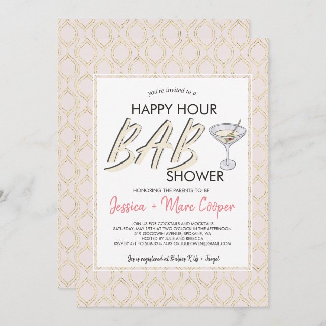Baby shower couple | Carte Happy Hour (Devant / Derrière)