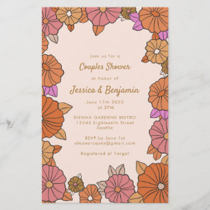 Baby-Shower Couple Floral Orange Brûlé Bohème Pas