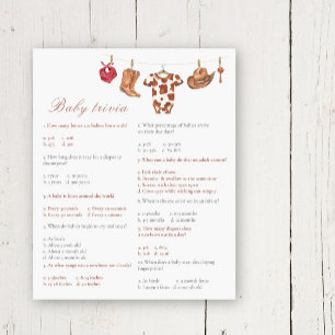 Baby-shower cow-boy - Jeu de trivia pour bébé