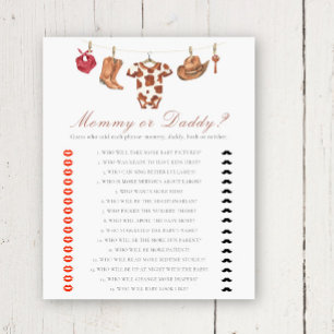 Baby-shower cow-boy - jeu maman ou papa